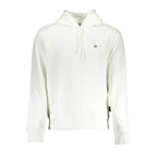 White cotton men's sweater by Napapijri featuring a classic knit design and crew neckline, displayed on a neutral background.