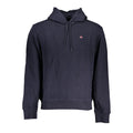 Napapijri blue cotton men's sweatshirt with a crew neck and relaxed fit, featuring the brand logo on the front.