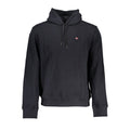 Black cotton men's hoodie by Napapijri, featuring a comfortable fit and casual style, shown on a plain background.