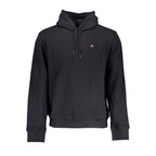 Black cotton men's hoodie by Napapijri, featuring a comfortable fit and casual style, shown on a plain background.