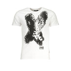 White Cotton Cavalli Class men's T-shirt with a classic fit and short sleeves, featuring subtle brand detailing.