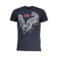 Cavalli Class Blu cotton men's T-shirt featuring a simple crew neck and short sleeves, displayed flat.