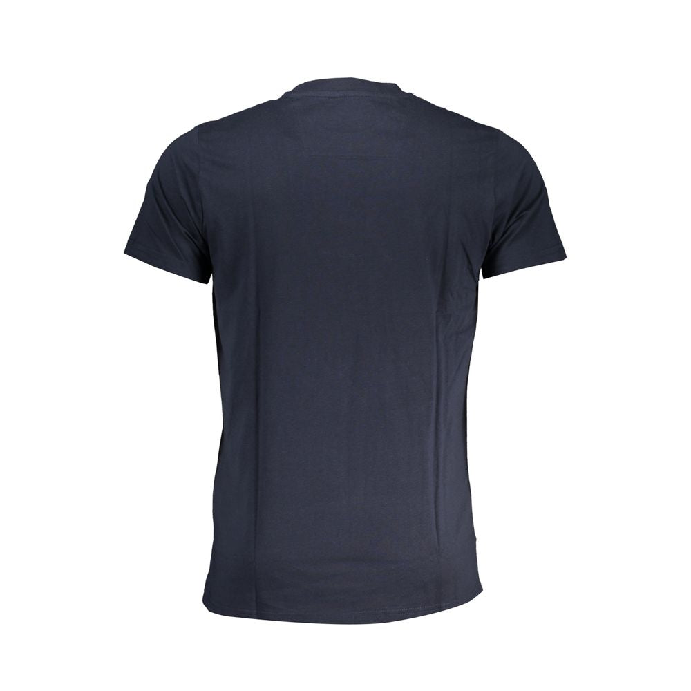 Cavalli Class Blu Cotton Men's T-Shirt featuring a crew neck and short sleeves, displayed flat on a white background.