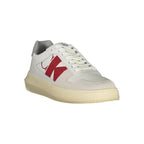 Calvin Klein Bianco leather men's sneaker with white laces and sleek design, featuring a minimalist style and cushioned sole.