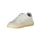 Calvin Klein Bianco leather men's sneaker with white laces and sleek design, featuring a minimalist style and cushioned sole.