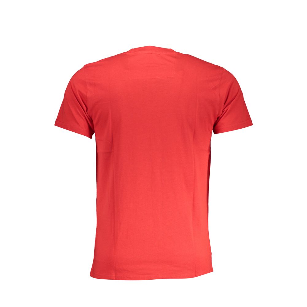 Cavalli Class Rosso cotton men's T-shirt with short sleeves and round neckline, featuring a simple, clean design.