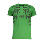 Cavalli Class Verde cotton men's T-shirt featuring a casual fit and short sleeves, displayed flat on a white background.