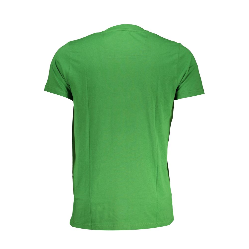 Cavalli Class Verde cotton men's T-shirt with round neckline and short sleeves, featuring a minimalist design and comfortable fit.