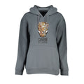 Cavalli Class Grigio polyester women's sweatshirt with a relaxed fit and ribbed cuffs, casual and comfortable for everyday wear.