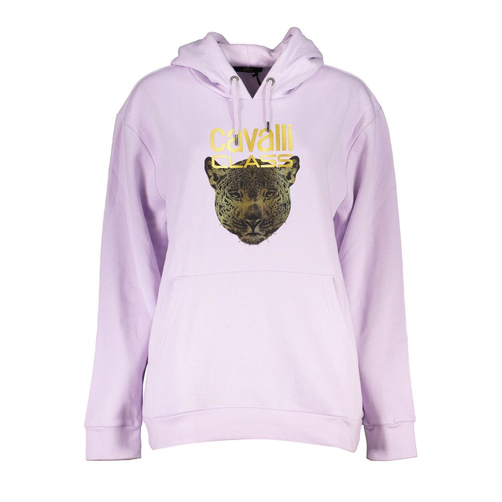 Cavalli Class Viola polyester women's sweatshirt with a relaxed fit and subtle branding, shown in a casual style.