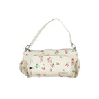 Desigual white polyurethane women’s handbag with top handles and minimalist design, featuring subtle textured surface.