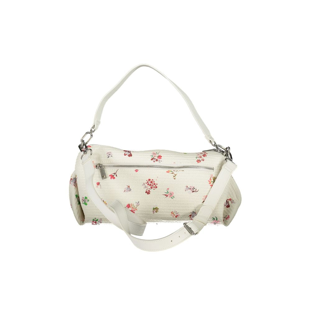White Desigual polyurethane women's handbag with structured design and top handle, featuring subtle textured details.