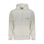 Calvin Klein white cotton men's hooded sweatshirt with front pocket and drawstring hood, casual and comfortable.