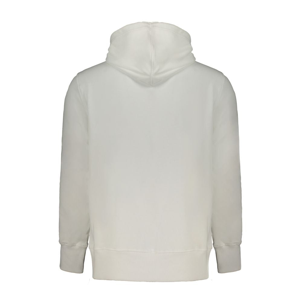 Calvin Klein white cotton men's hooded sweatshirt with front pocket and drawstring hood, casual and comfortable fit.