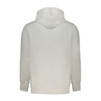 Calvin Klein white cotton men's hooded sweatshirt with front pocket and drawstring hood, casual and comfortable fit.