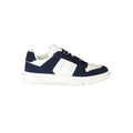 Tommy Hilfiger blue polyurethane men's sneaker with white sole and logo accents, casual athletic shoe for everyday wear
