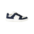 Tommy Hilfiger blue polyurethane men's sneaker with white sole and logo accents, casual athletic shoe for everyday wear