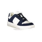 Tommy Hilfiger men's blue polyurethane sneaker with white sole and laces, casual athletic footwear.