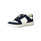 Tommy Hilfiger blue polyurethane men's sneaker with white sole and laces, stylish casual footwear.