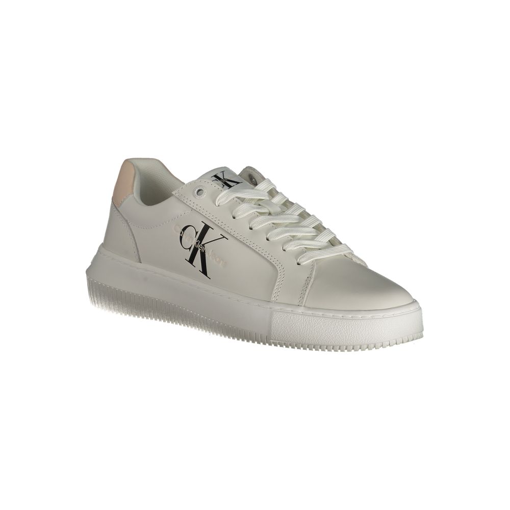 Calvin Klein Bianco polyurethane women's sneakers with white design, stylish casual footwear, and clean modern look.