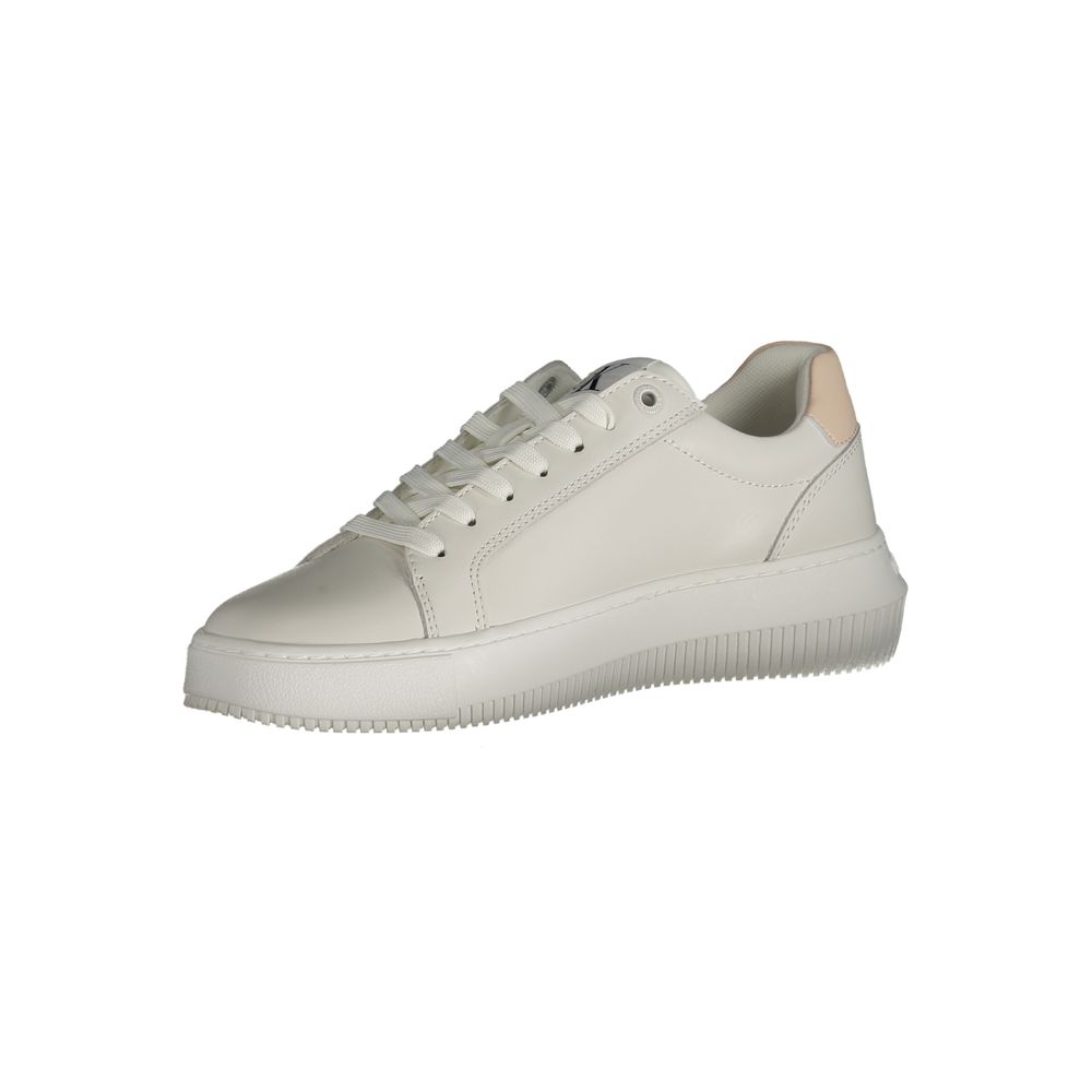 Calvin Klein Bianco women's polyurethane sneakers with white design and lace-up closure, casual footwear for everyday wear.
