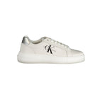 Calvin Klein Bianco polyurethane women's sneaker featuring a sleek white design and minimalist style.