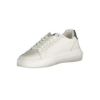 Calvin Klein Bianco polyurethane women’s sneakers with white laces and sleek design, perfect for casual and sporty outfits.