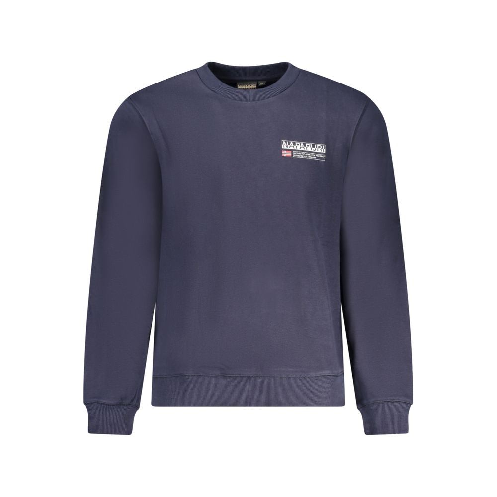 Blue cotton men's sweatshirt by Napapijri, featuring a comfortable fit and casual style.