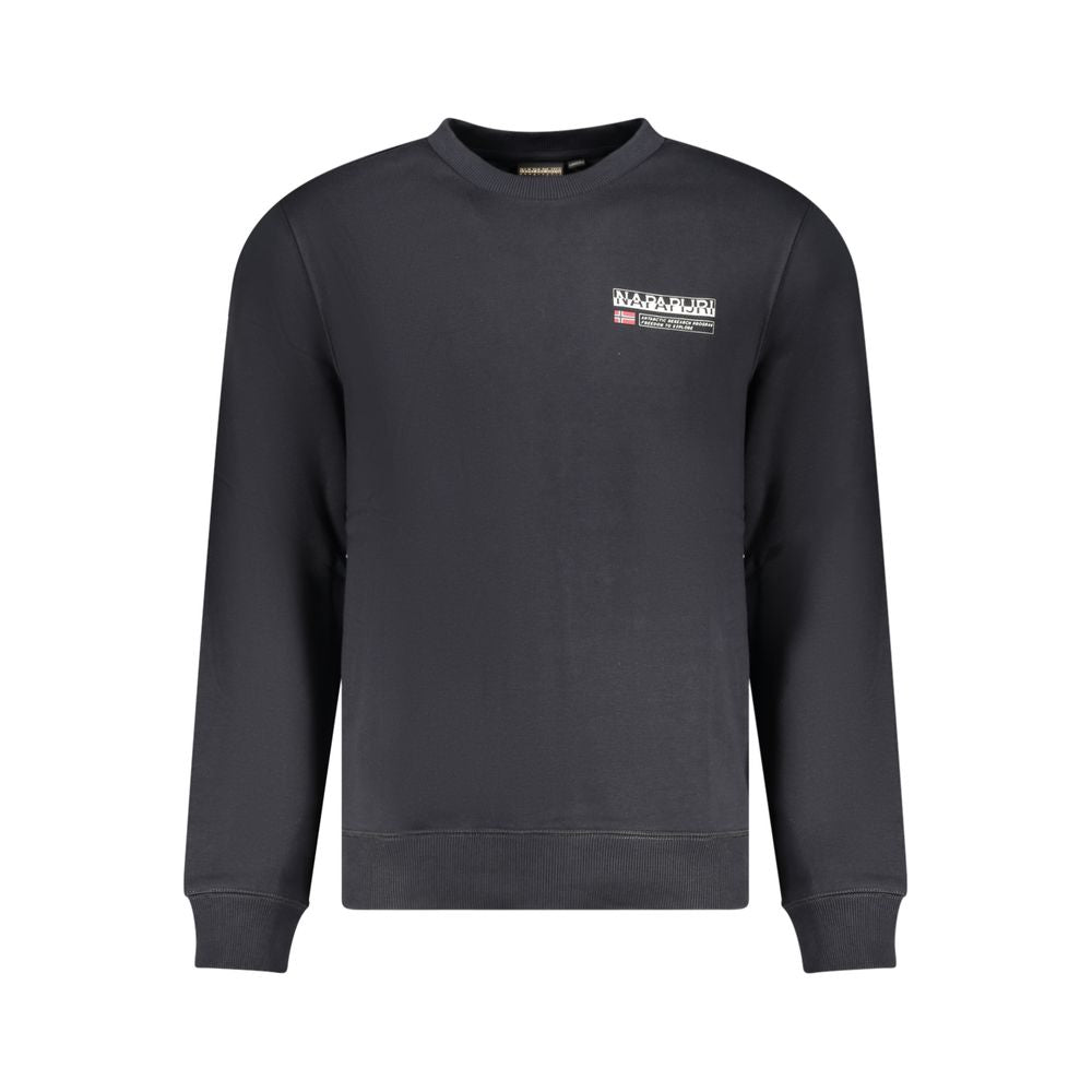 Black Napapijri men's cotton sweatshirt with a relaxed fit and crew neckline, featuring subtle branding and comfortable fabric.
