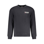 Black Napapijri men's cotton sweatshirt with a relaxed fit and crew neckline, featuring subtle branding and comfortable fabric.