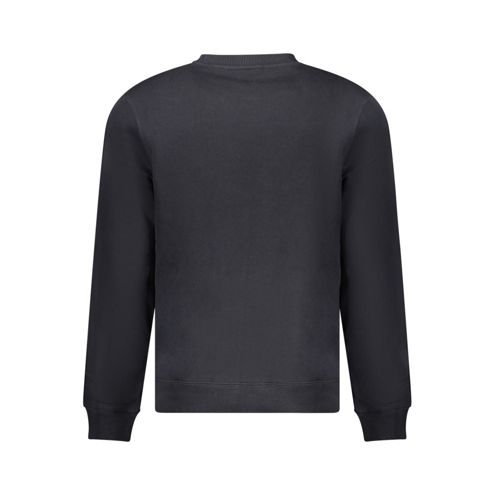 Black Napapijri men's cotton sweatshirt with a crew neck and relaxed fit, showcasing a casual, comfortable style.