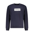Napapijri blue cotton men's sweatshirt with crew neck and long sleeves, casual style, shown on a plain background.