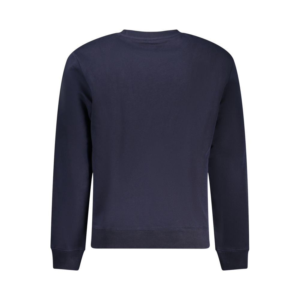 Napapijri blue cotton men's sweatshirt with crew neck and long sleeves, casual style, displayed on a plain background.