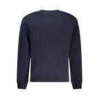 Napapijri blue cotton men's sweatshirt with crew neck and long sleeves, casual style, displayed on a plain background.