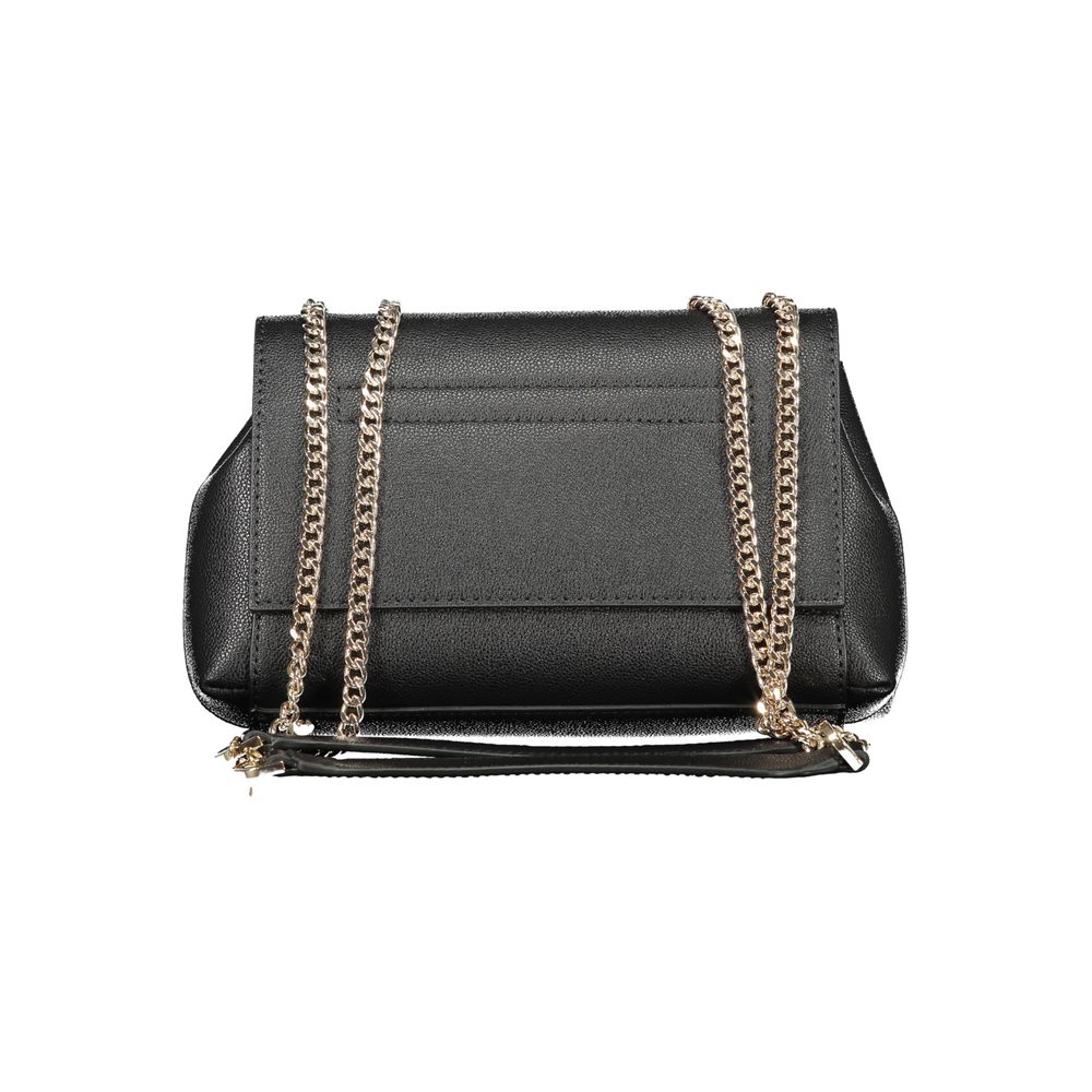 Black Guess Jeans polyurethane women's handbag with sleek design and top handle, featuring a modern, stylish look.