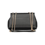 Black Guess Jeans polyurethane women's handbag with sleek design and top handle, featuring a modern, stylish look.