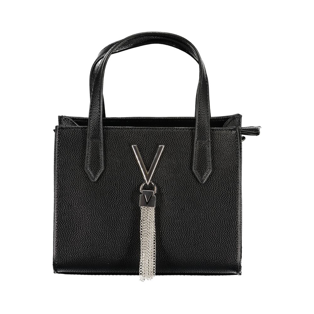 Mario Valentino Nero women's polyurethane bag with handles and shoulder strap, showcasing a sleek black design.