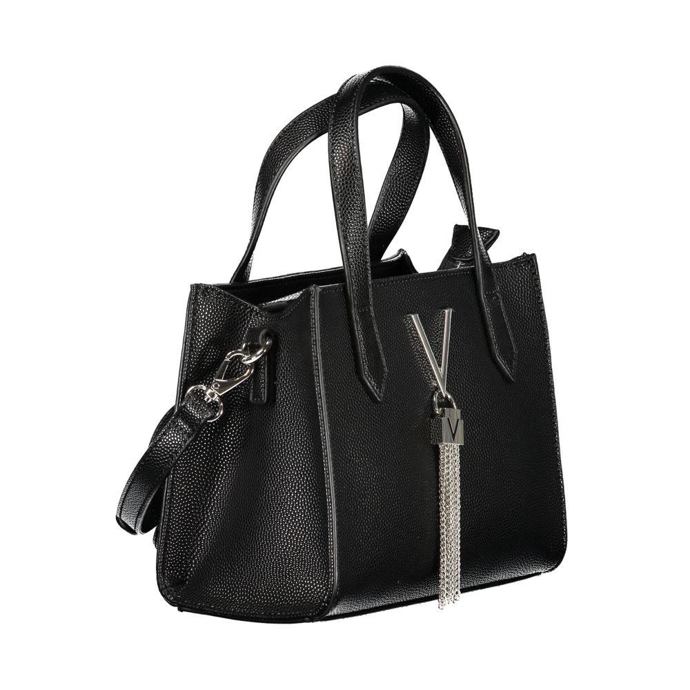 Mario Valentino Nero women's polyurethane bag with dual handles and shoulder strap, showing a sleek, stylish design.