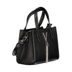 Mario Valentino Nero women's polyurethane bag with dual handles and shoulder strap, showing a sleek, stylish design.