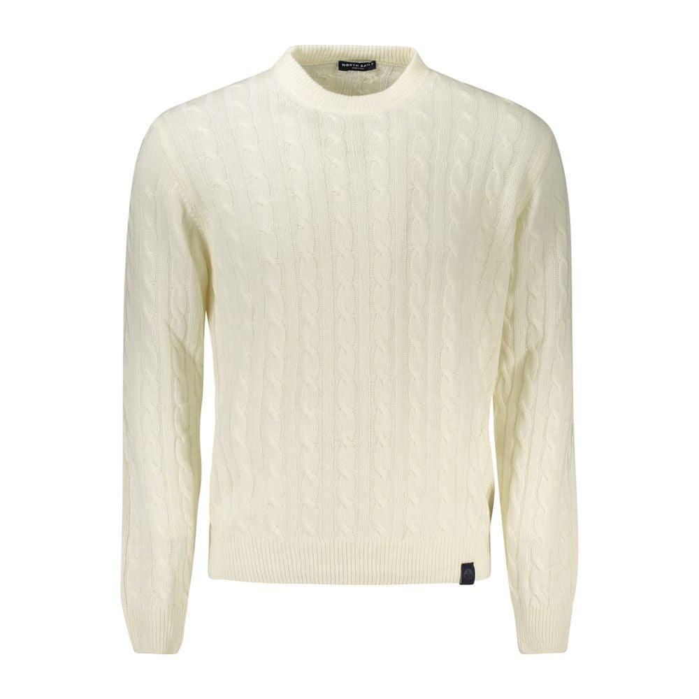 White North Sails men's wool sweater with a classic crewneck design, featuring a textured knit pattern.