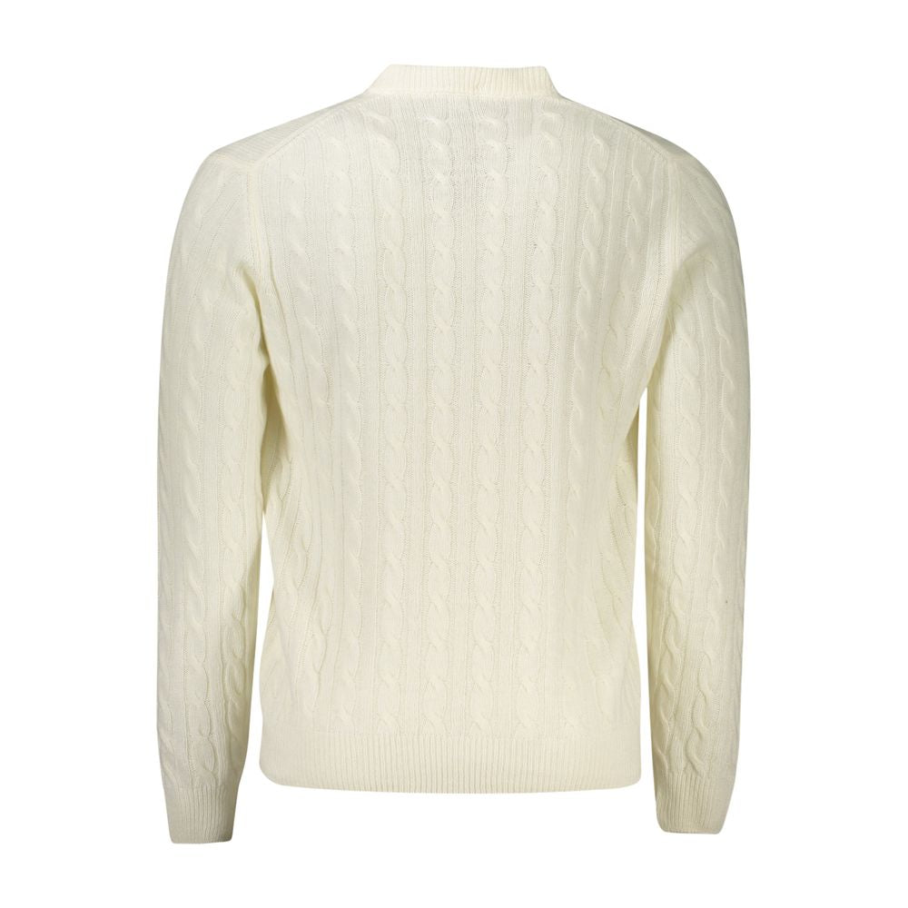 White wool men's sweater by North Sails, featuring a classic knit design and crew neckline.