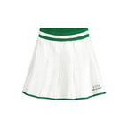 White polyester women’s skirt by Guess Jeans, shown with a fitted waist and sleek, smooth fabric for a stylish casual look.