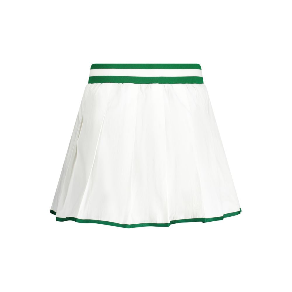 White Guess Jeans polyester women's skirt with a fitted waist and sleek design, perfect for casual or stylish outfits.