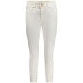 White cotton women's skinny jeans by Guess Jeans, fitted style with classic five-pocket design and belt loops.
