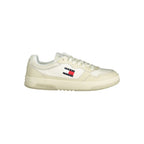 Tommy Hilfiger men's beige polyethylene sneaker with white sole, casual athletic shoe, stylish and comfortable footwear for everyday wear.
