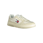 Tommy Hilfiger beige polyethylene men's sneaker with white sole and casual design, visible laces and brand logo.