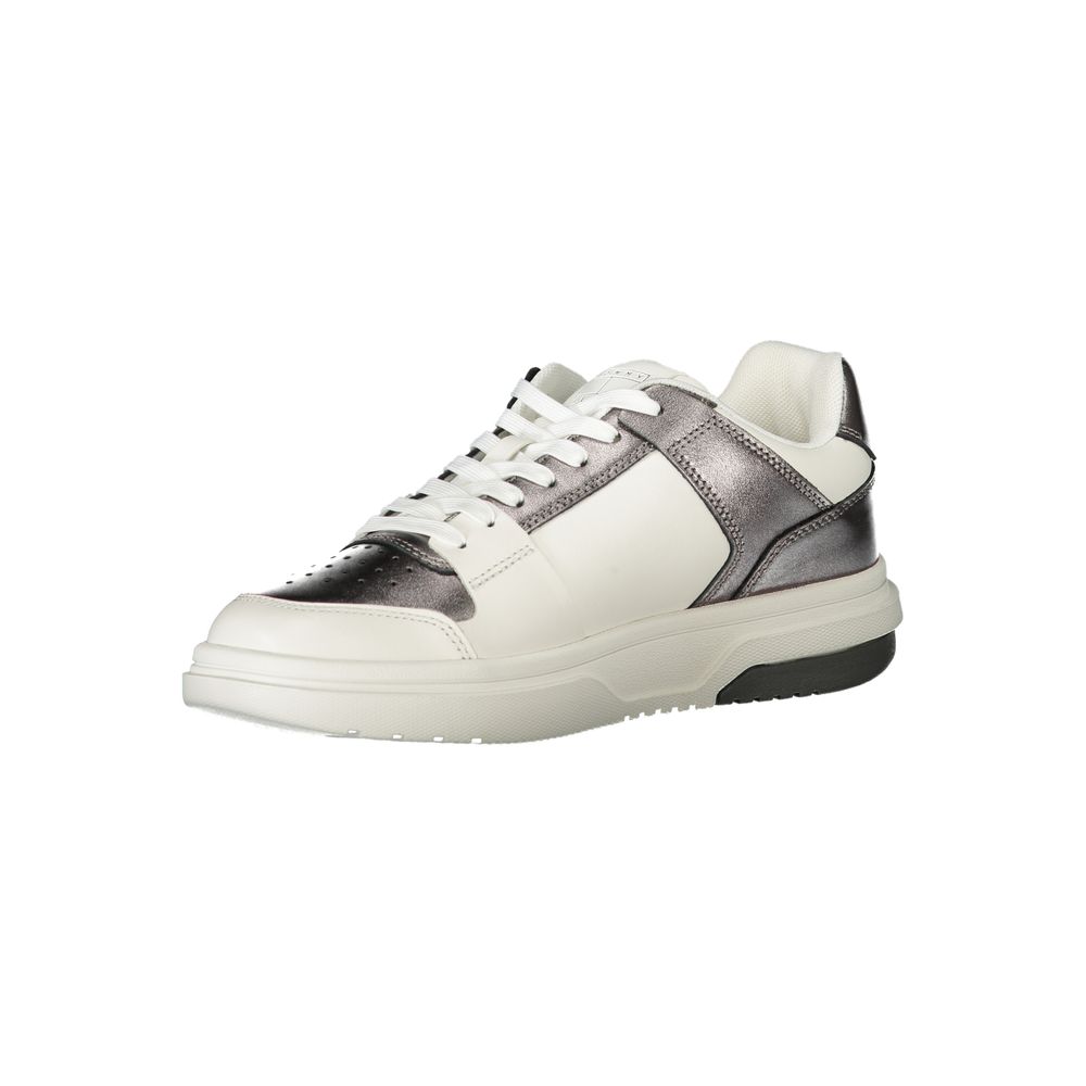 Tommy Hilfiger Bianco polyurethane women’s sneaker with white design and casual style, featuring brand logo on the side.