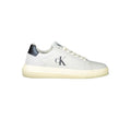 Calvin Klein white polyurethane men's sneaker with sleek design and laces, casual footwear for everyday wear.