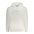 Calvin Klein white cotton men's sweatshirt with crew neck and long sleeves, casual style, front view.