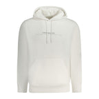 Calvin Klein white cotton men's sweatshirt with crew neck and long sleeves, casual style, front view.